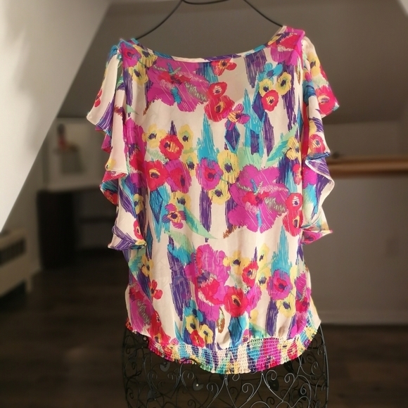 🌲🌲🌲flash sale✨ ❗Black Rainn Nice Colorful blouse size M - Picture 2 of 4